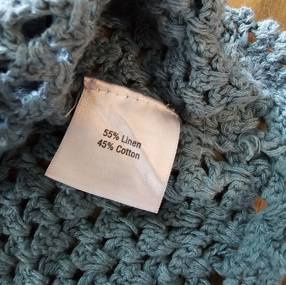 Crochet Linen Cardigan XL VTG Scalloped Norm Thompson Romantic Fairy Cottagecore - Picture 7 of 7